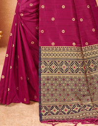 Taraash V-1 Raw Silk Saree Hot Pink