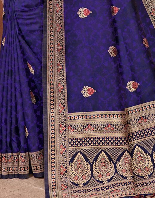 Taraash V-2 Raw Silk Saree Indigo