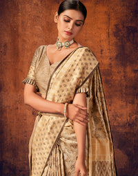 The Heart Story Handloom Cotton Saree Beige