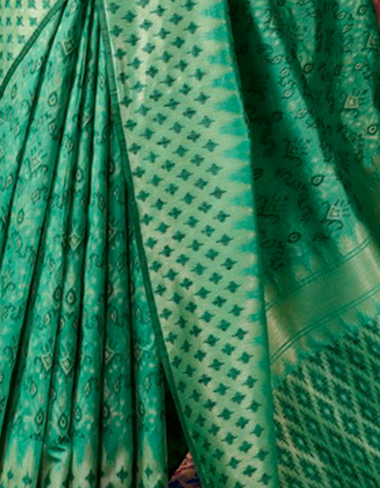 The Heart Story Handloom Cotton Saree Dark Green