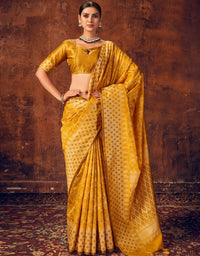 The Heart Story Handloom Cotton Saree Mustard Yellow