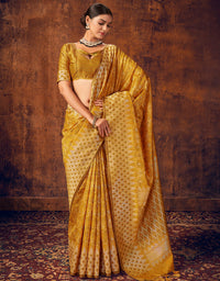 The Heart Story Handloom Cotton Saree Mustard Yellow