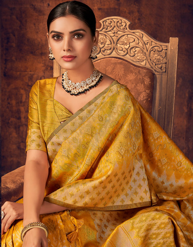 The Heart Story Handloom Cotton Saree Mustard Yellow