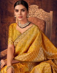 The Heart Story Handloom Cotton Saree Mustard Yellow