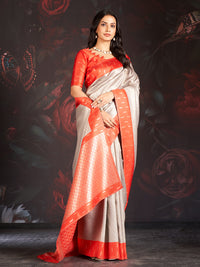 Vastra Silk In Red And Grey