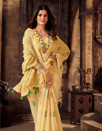 Kotton Vastra Akarshan Saree Yellow (KV/V5)