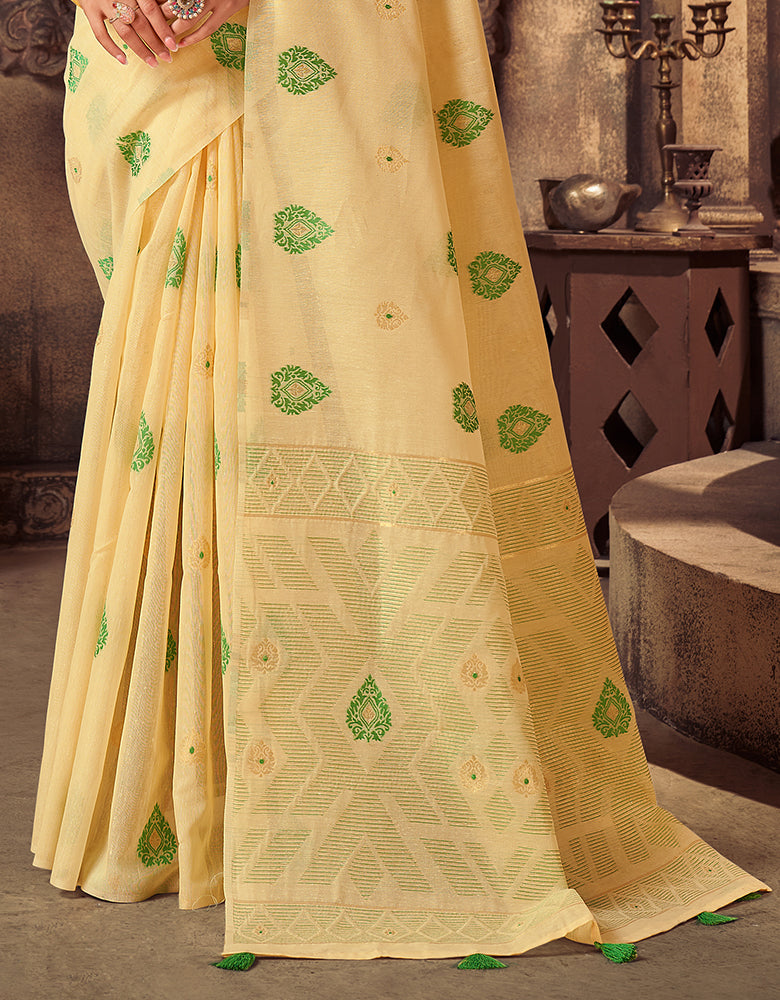 Kotton Vastra Akarshan Saree Yellow (KV/V5)