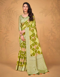 Kaasta Cotton Saree Olive Green (KV/V14)