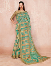 Zoya Cotton Saree Aqua Green