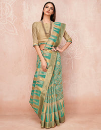 Zoya Cotton Saree Aqua Green