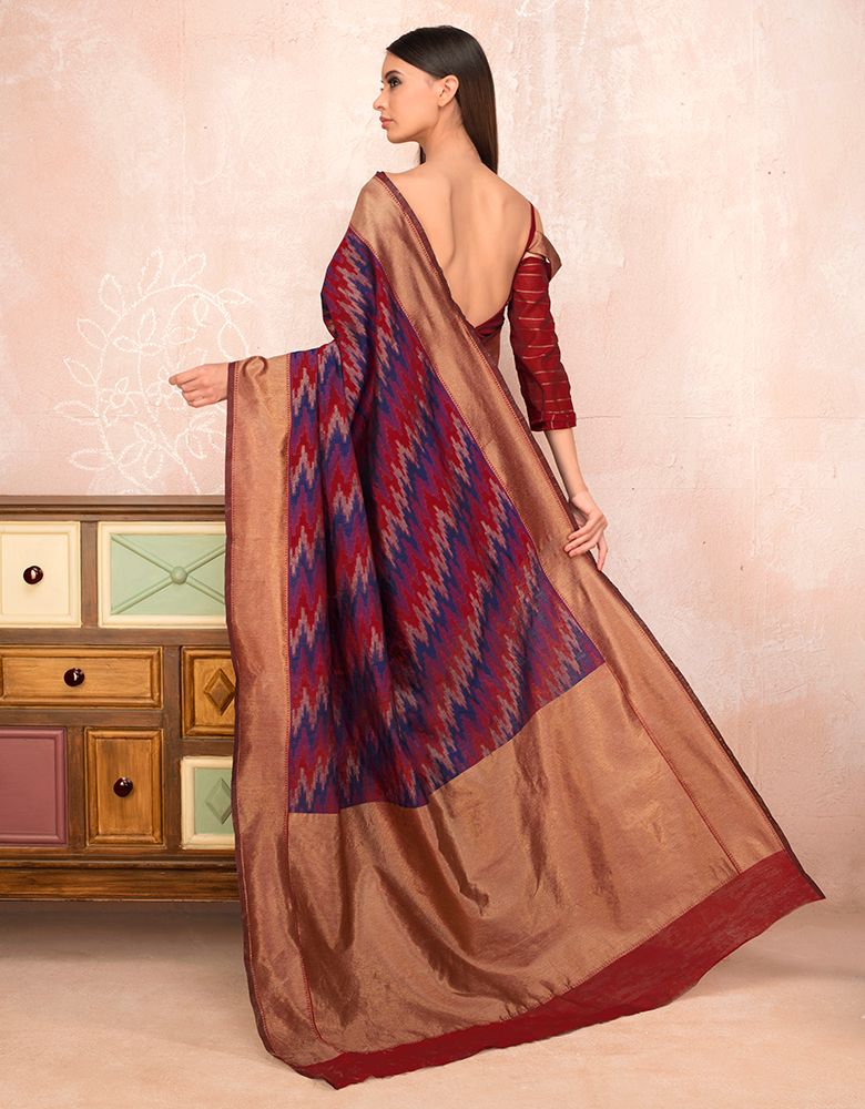 Zoya Cotton Saree Currant Red