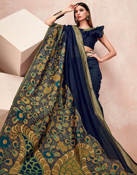 Zoya Cotton Saree Symphony Blue