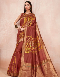 Zoya Cotton Saree Rust Orange