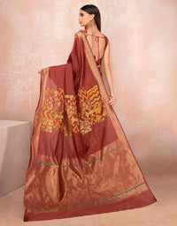 Zoya Cotton Saree Rust Orange