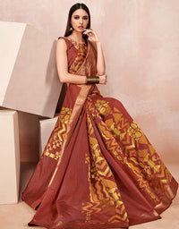 Zoya Cotton Saree Rust Orange