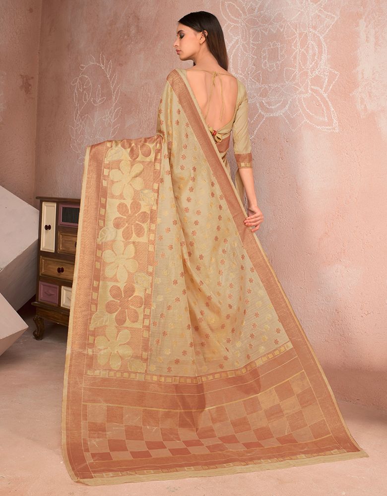 Zoya Cotton Saree Duskin Beige