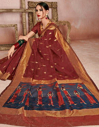 Kaya Cotton Saree Earthy Brown