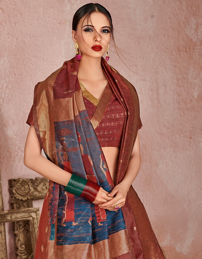 Kaya Cotton Saree Earthy Brown