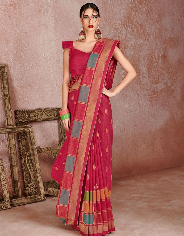 Kaya Cotton Saree Jazzy Pink