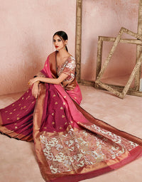 Kaya Cotton Saree Coral Pink