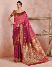 Kaya Cotton Saree Coral Pink