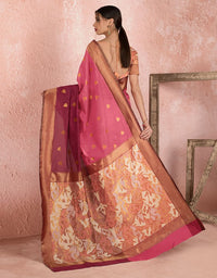 Kaya Cotton Saree Coral Pink