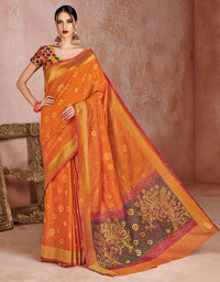 Kaya Cotton Saree Peppy Orange