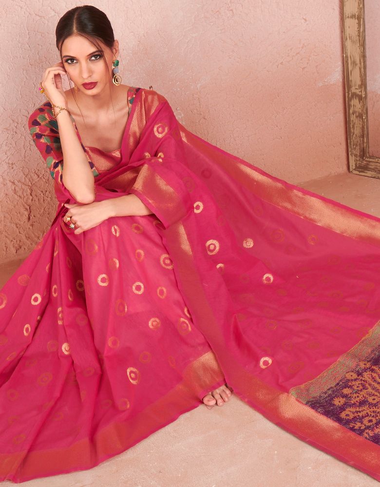 Kaya Cotton Saree Fuschia Pink