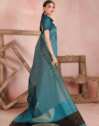 Kaya Cotton Saree Aqua Blue