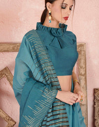 Kaya Cotton Saree Aqua Blue