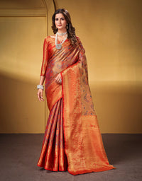 Nirvana Dharma Varam Silk Saree Cider Orange (V1)