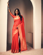 Crystal Kanjivaram Silk Saree Tart Red