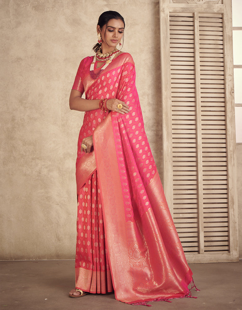 Kabini Banarasi Silk Saree Pink