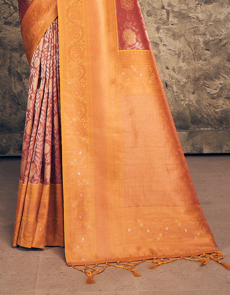 Kanjari Banarasi Silk Saree Orange