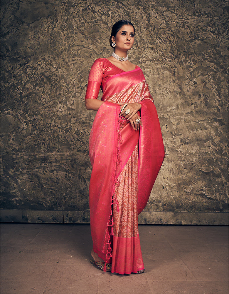 Kanjari Banarasi Silk Saree Pink