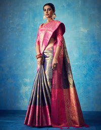 Nirvana Kanjivaram Silk Saree Ash (V3)