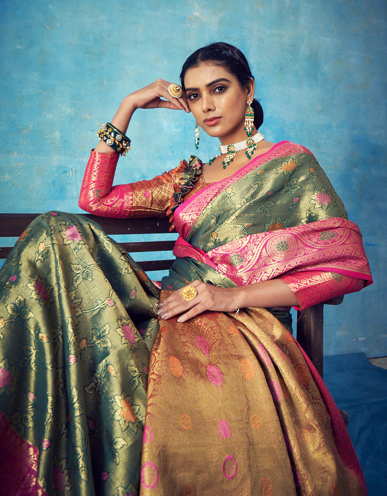 Nirvana Kanjivaram Silk Saree Green (V3)