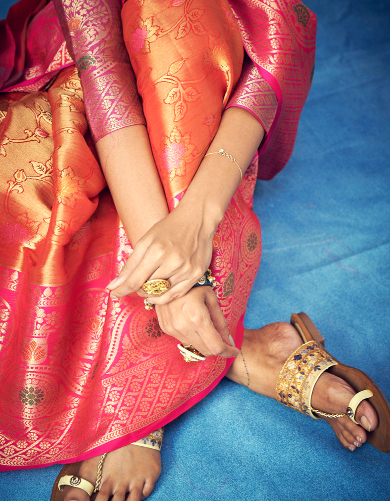 Nirvana Kanjivaram Silk Saree Orange (V3)