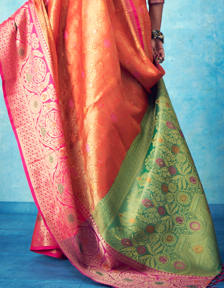 Nirvana Kanjivaram Silk Saree Orange (V3)