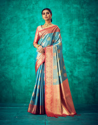 Nirvana Kanjivaram Silk Saree Blue (V4)