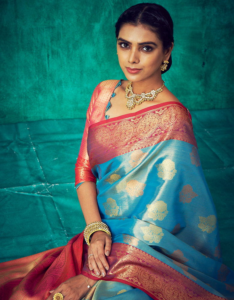 Nirvana Kanjivaram Silk Saree Blue (V4)