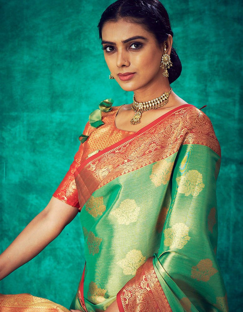 Nirvana Kanjivaram Silk Saree Green (V4)