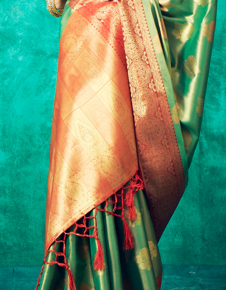 Nirvana Kanjivaram Silk Saree Green (V4)