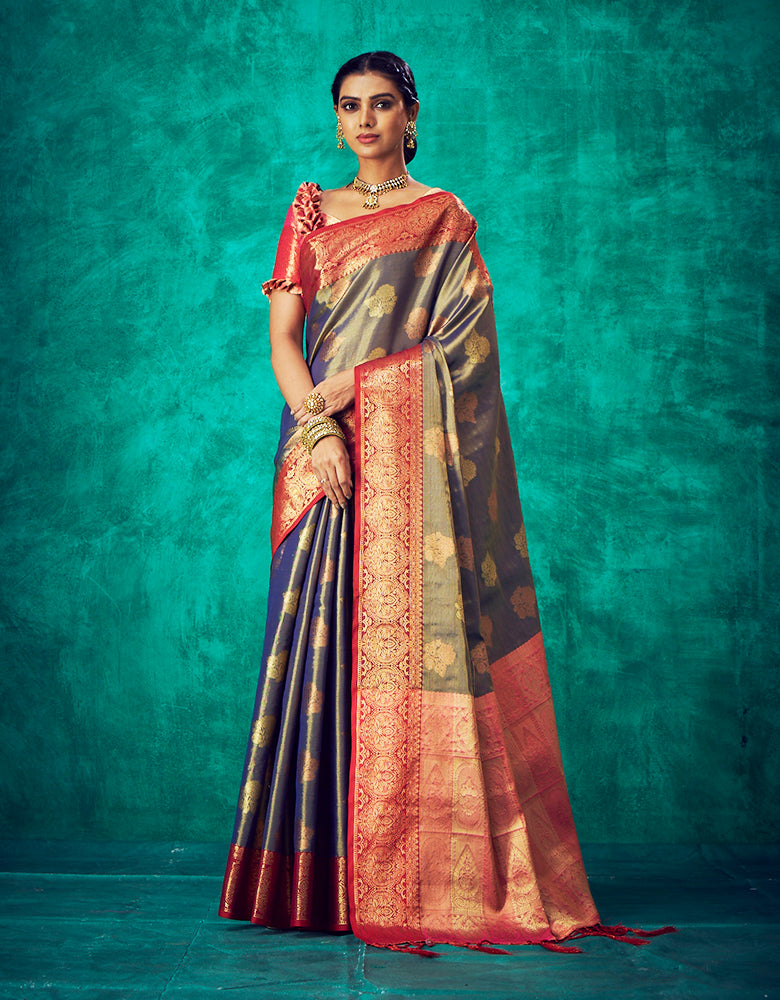 Nirvana Kanjivaram Silk Saree Grey (V4)