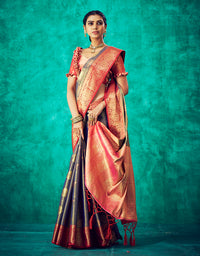 Nirvana Kanjivaram Silk Saree Grey (V4)