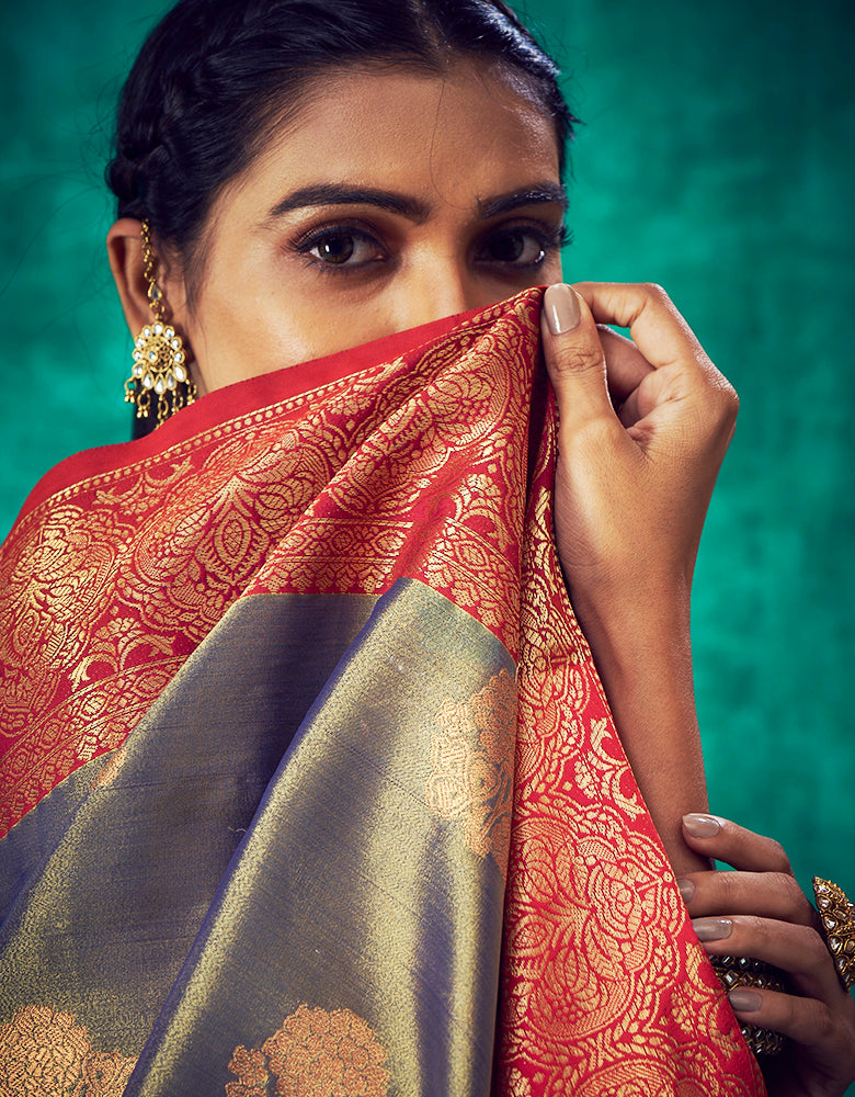 Nirvana Kanjivaram Silk Saree Grey (V4)