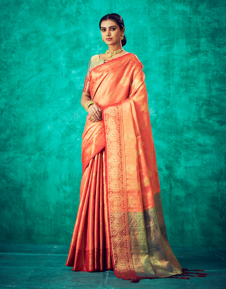 Nirvana Kanjivaram Silk Saree Orange (V4)