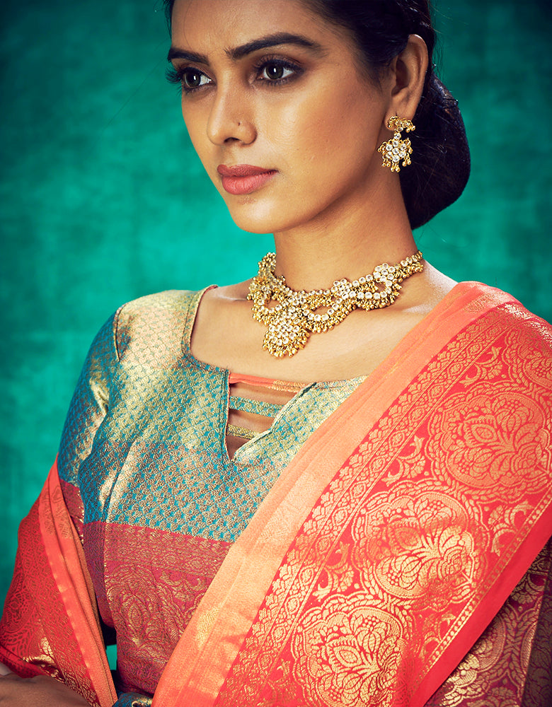 Nirvana Kanjivaram Silk Saree Orange (V4)