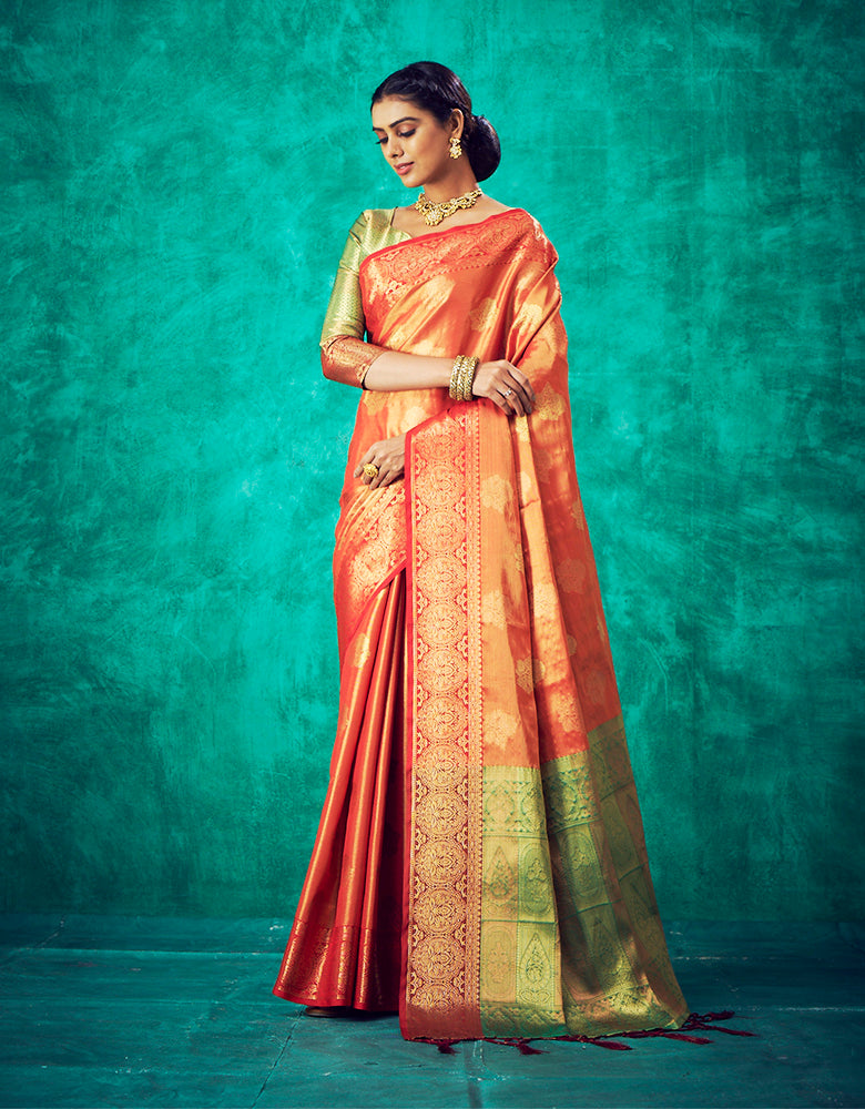 Nirvana Kanjivaram Silk Saree Rust Orange (V4)