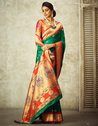 Rajwadi Paithani Silk Saree Green